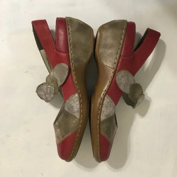Rieker  Women's Shoes, Sling Pumps red & mettalic size 37 - Picture 3 of 11